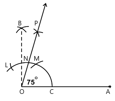 How to construct 75 degree Angle using compass 