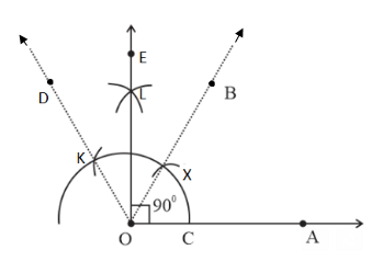 How to construct 75 degree angle with compass. 