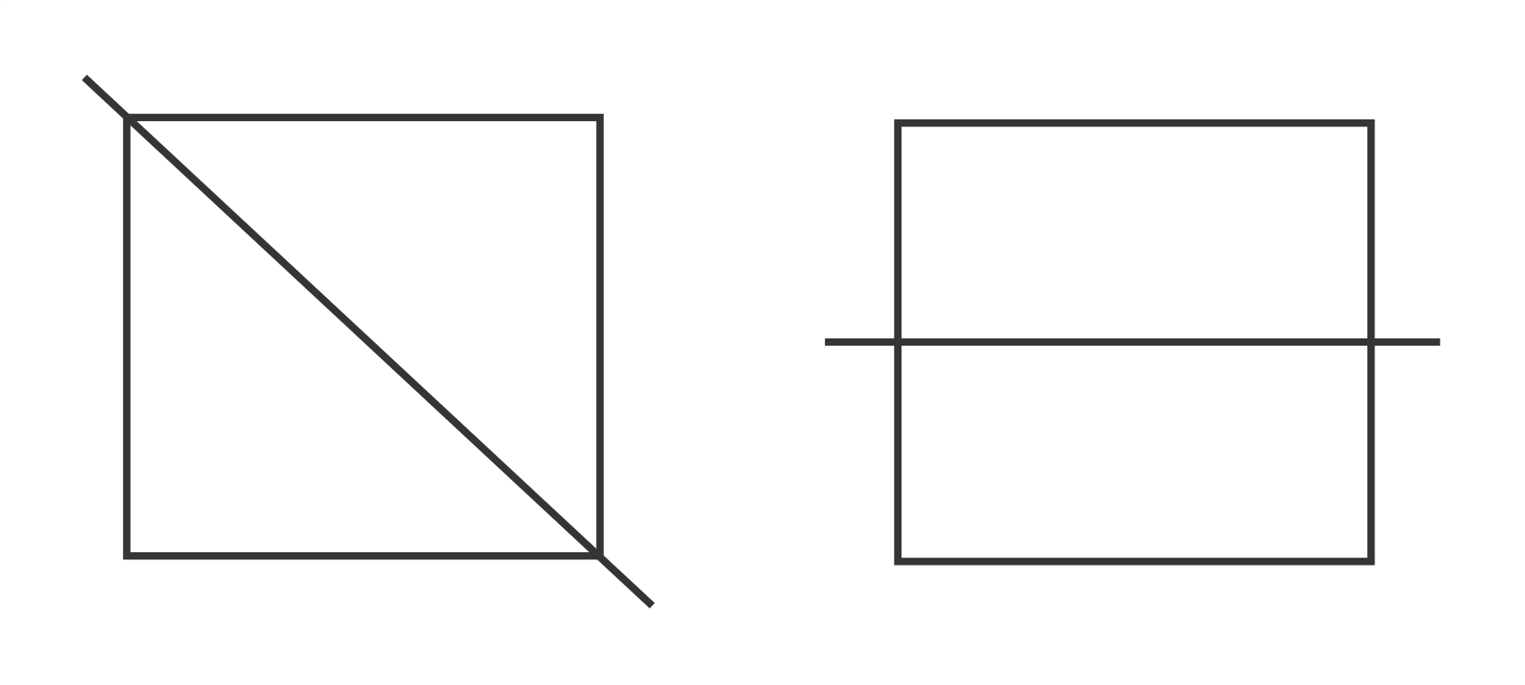 Two Square Drawing Square Divided Into Two