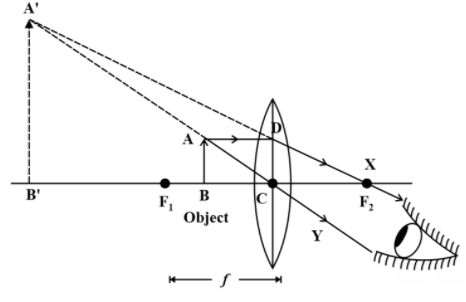 Draw ray diagram showing the image formation by a convex lens when an ...