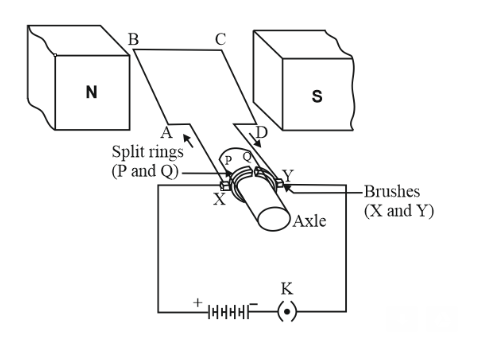 Simple Motor Using Direct Current Labelled Cute Draw A Labelled Circuit Diagram Of A Simple Electric Motor And Explain ...