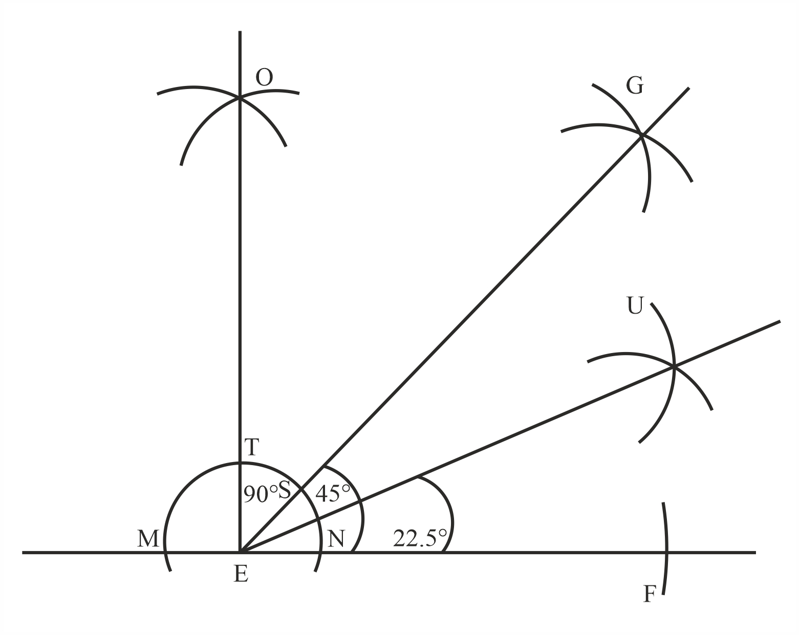 How to construct 67.5 degree angle with compass 