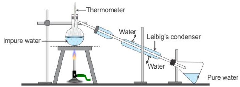 Draw a labelled diagram of the apparatus used to distil out pure water ...