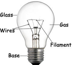 Draw diagram of electric bulb and show its terminals